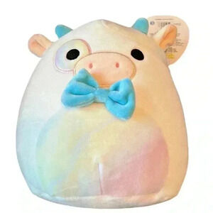 Original Squishmallow Kellytoy 8" Belozi‎ The Cow Bow Tie Toy Pillow Collectable